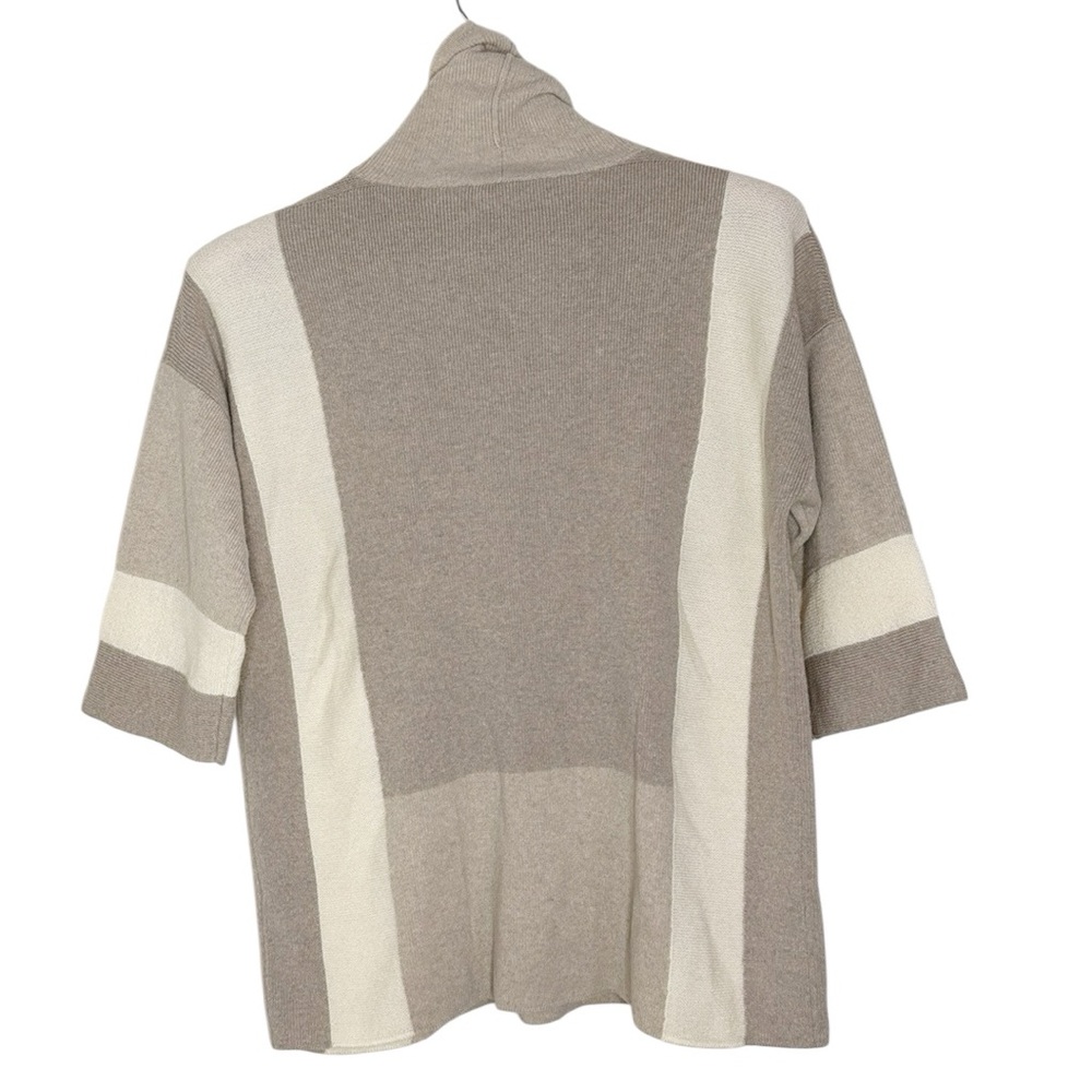 Lafayette 148 Women’s Boxy Knit Sweater Neutrals Colorblock 1/2 Sleeve size S - Picture 2 of 9